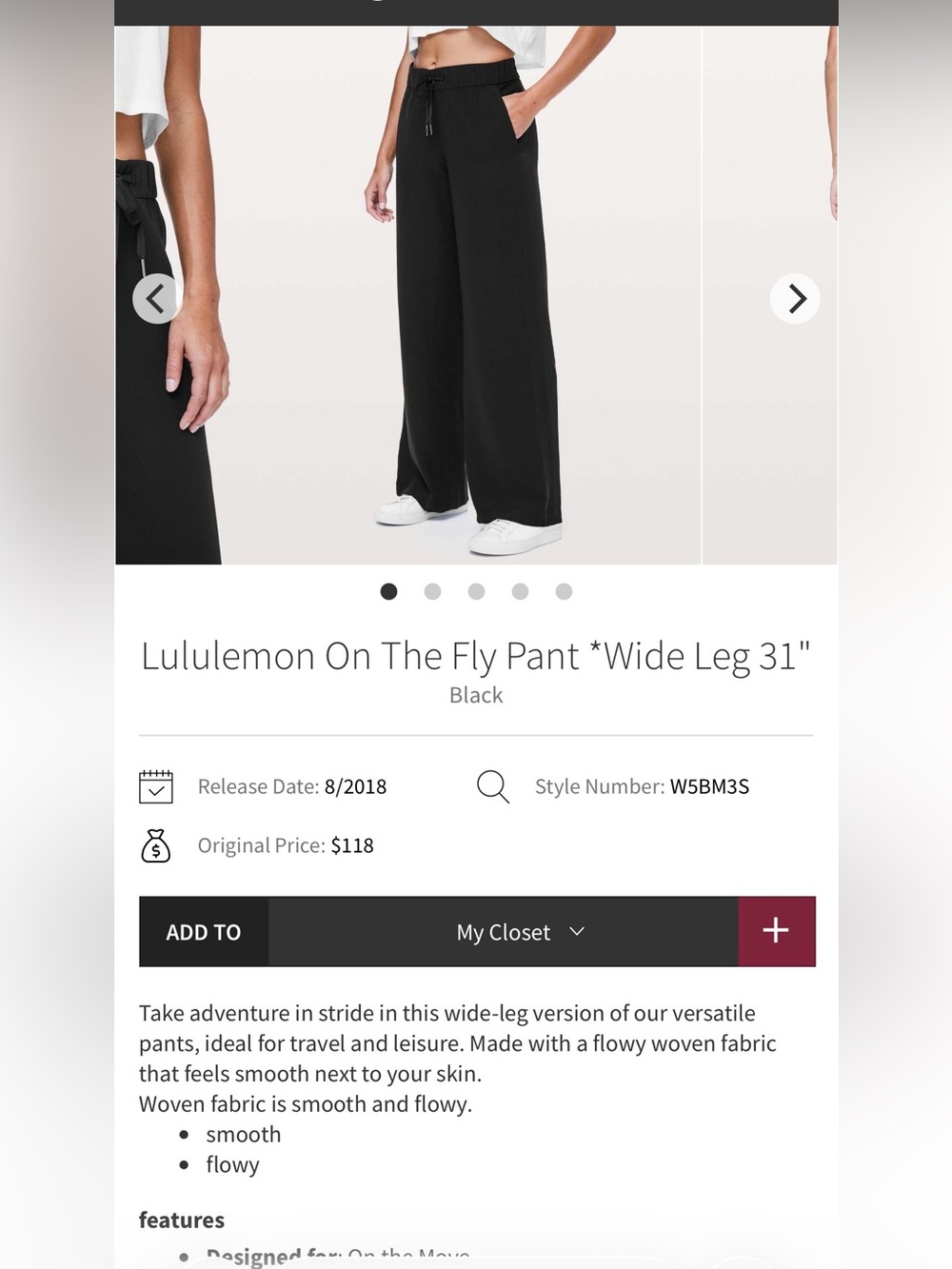 Lululemon On The Fly Pant *Wide Leg 31" In Black - Picture 7 of 7